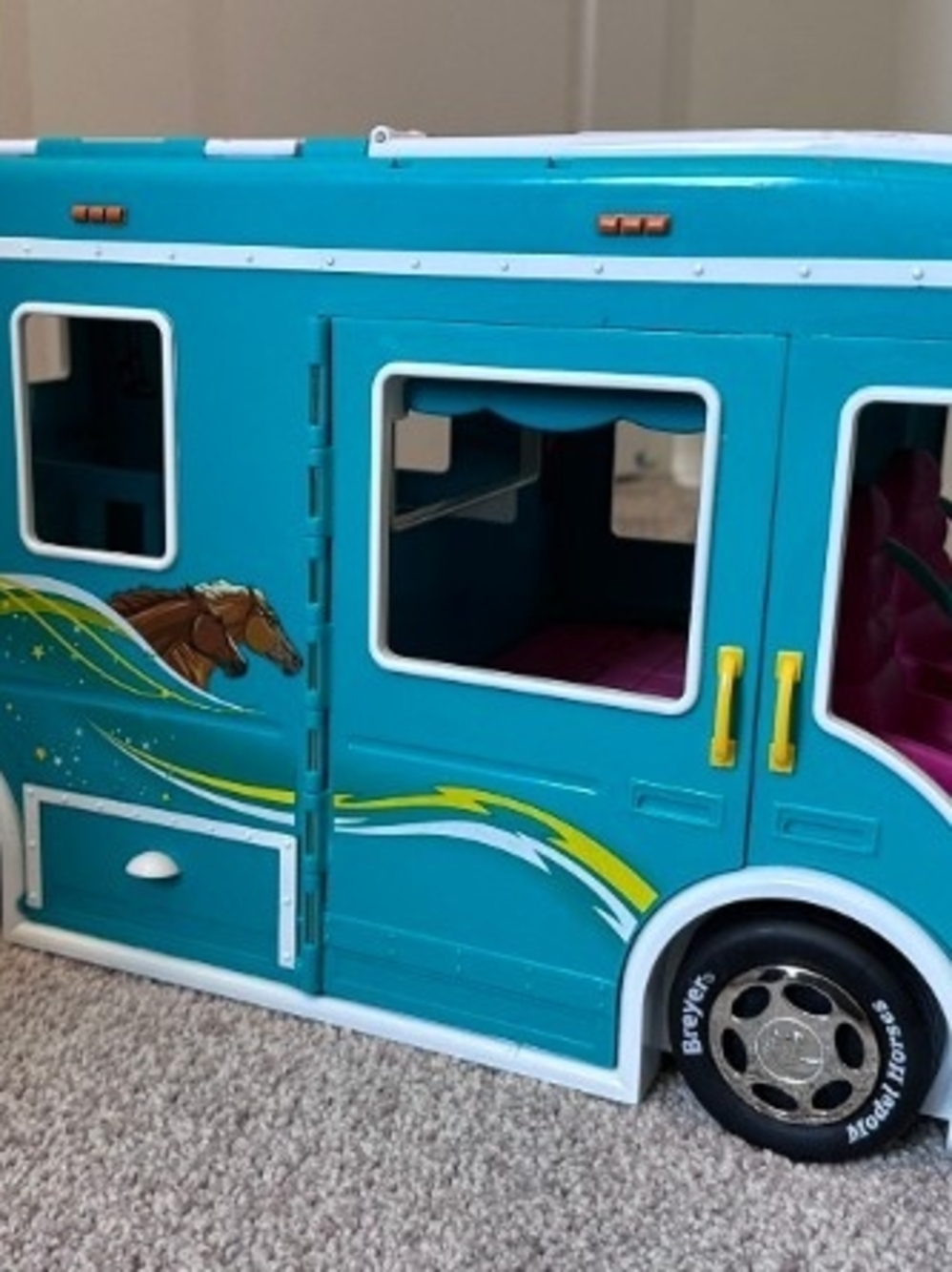 Breyer Teal Horse Trailer Toy Playset with Horse Graphics
